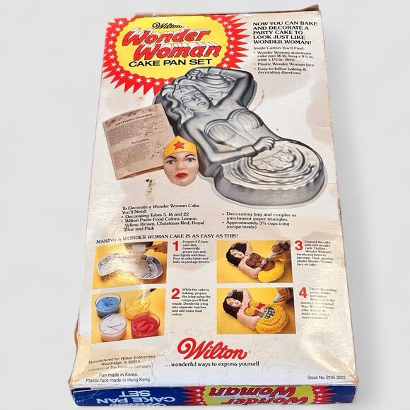 1978 Wilton Wonder Woman Cake Pan Set Face Plate Original Box Complete - Picture 4 of 6